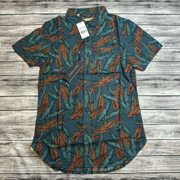 Nifty Genius Men's Casual Button Up Shirt XS Extra Small Teal Blue Green Orange - Picture 1 of 13